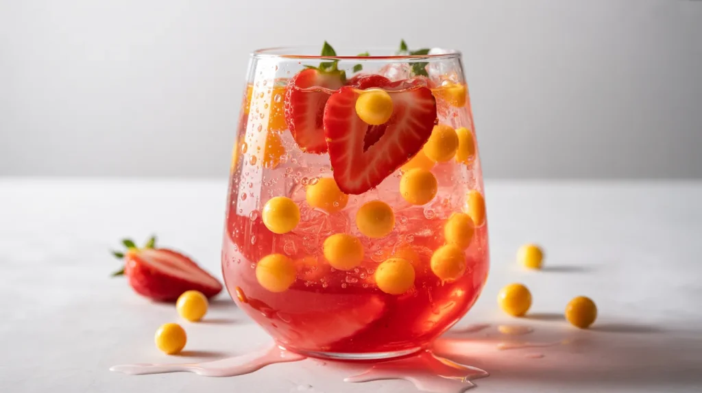 Strawberry Refresher With Mango Bubbles